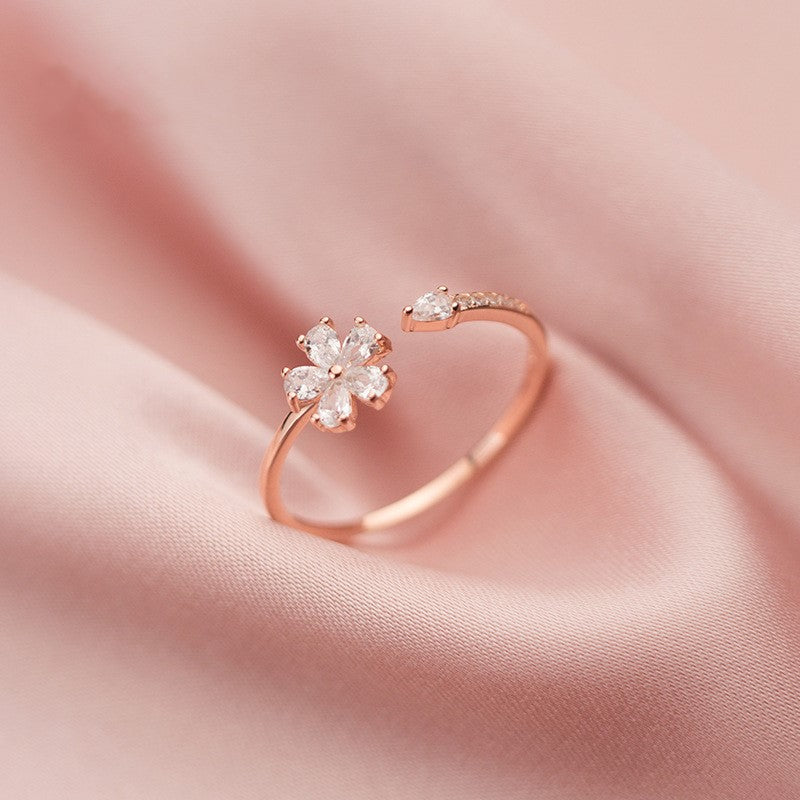 Buy Five-petal Flower Korean Style Silver Ring - Elegant Jewelry