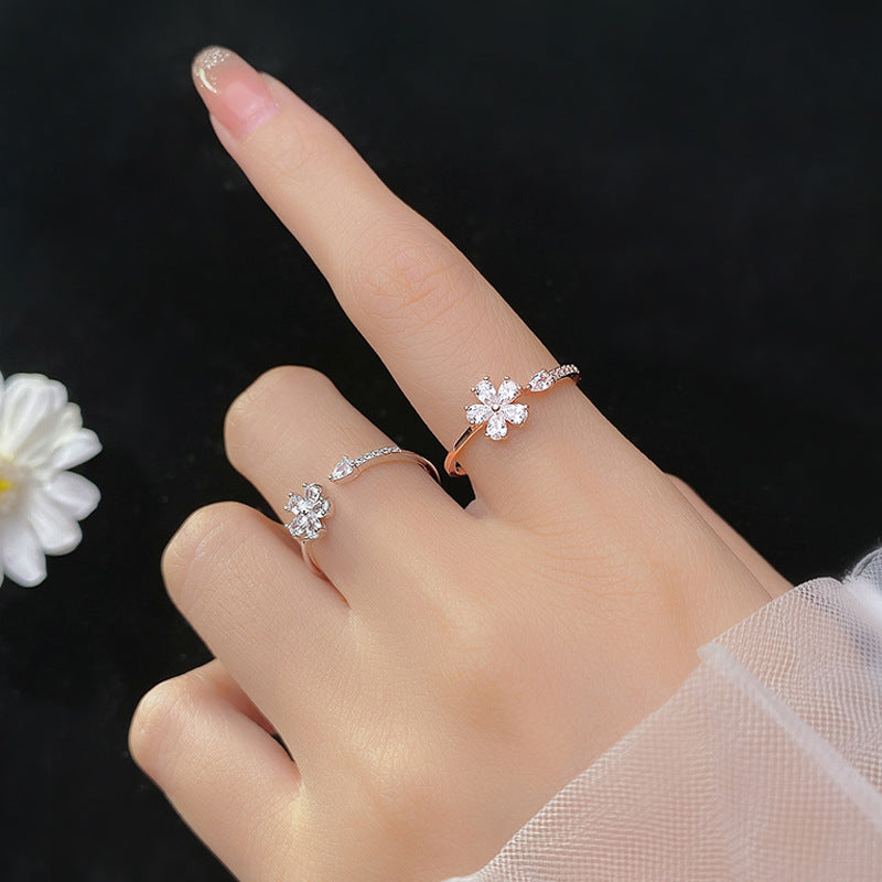 Buy Five-petal Flower Korean Style Silver Ring - Elegant Jewelry