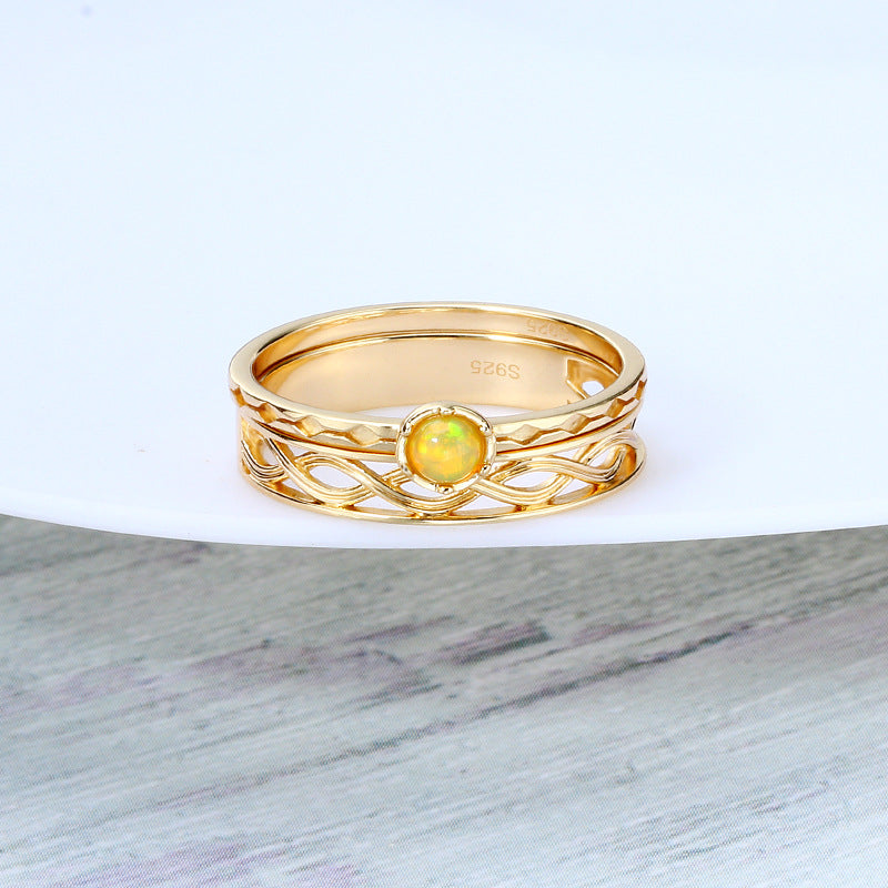 Buy 925 Silver Vintage Twist Opal Ring for Timeless Elegance