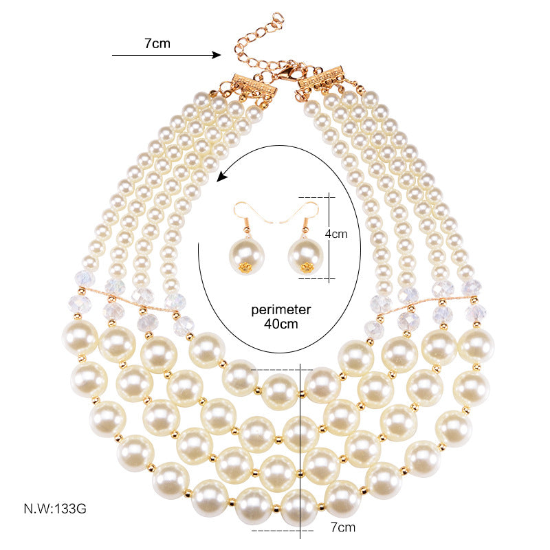 Buy Europe Necklace Crystal Pearl Jewelry Set