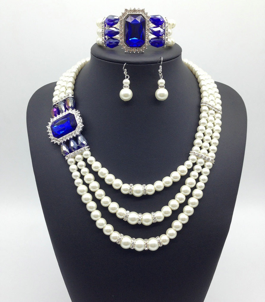 Buy European Fashion Diamond Gemstone Pearl Jewelry Set