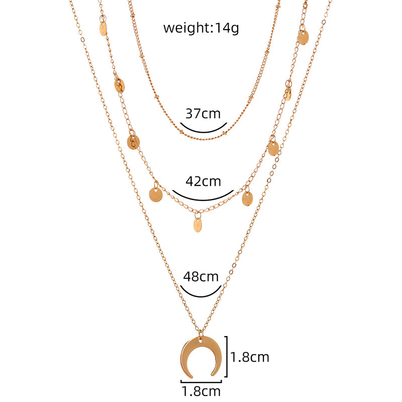 Stars, Moon, sequins, multiple necklaces