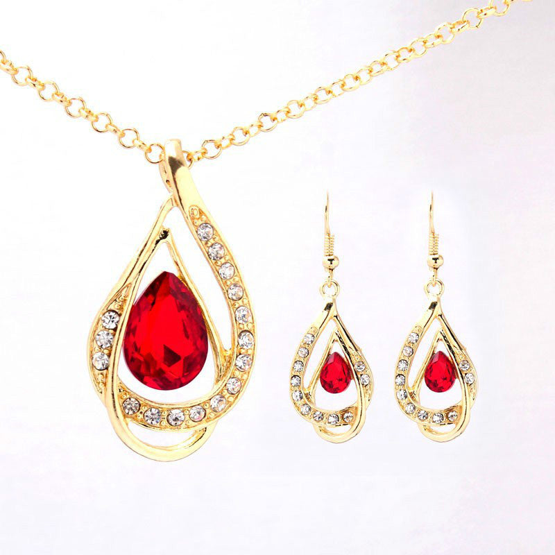 Buy Double Drop Crystal Earrings Necklace - Elegant Jewelry Set