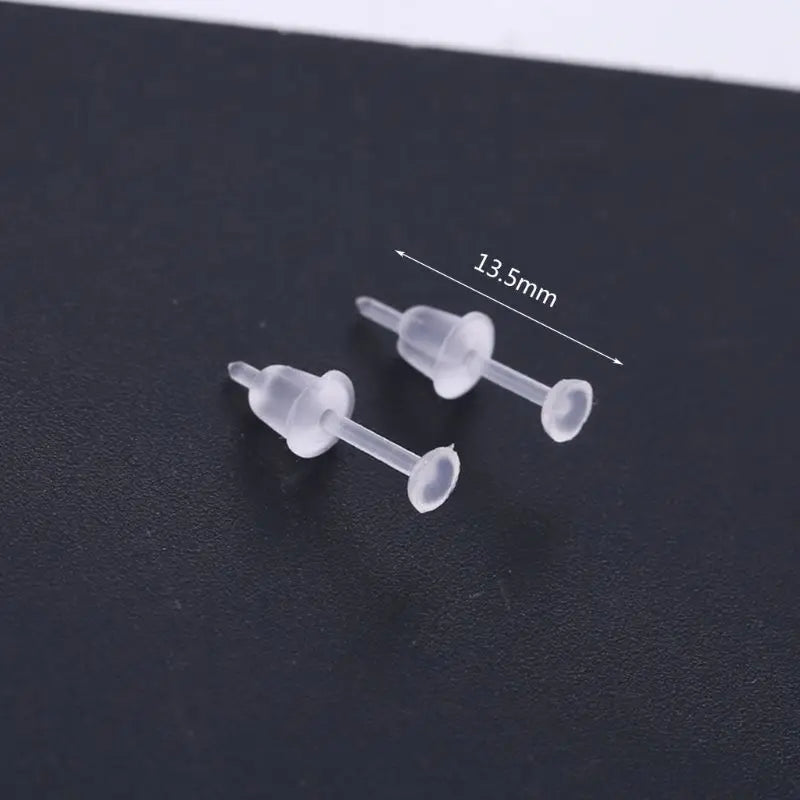 100 Set Hypoallergenic Simple Plastic Earrings Clear Ear Pins Needle and Resin Earring Backs DIY Ear Accessories