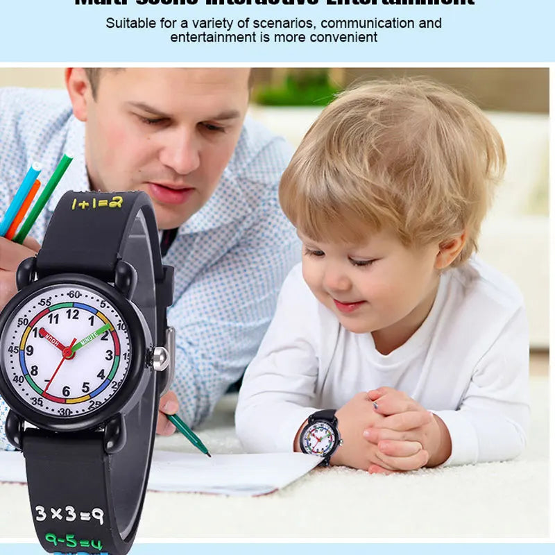 Children's Brand Cartoon Watch Waterproof Elementary School Students Color Dial Sports Time-aware Wrist Watch Christmas Gift