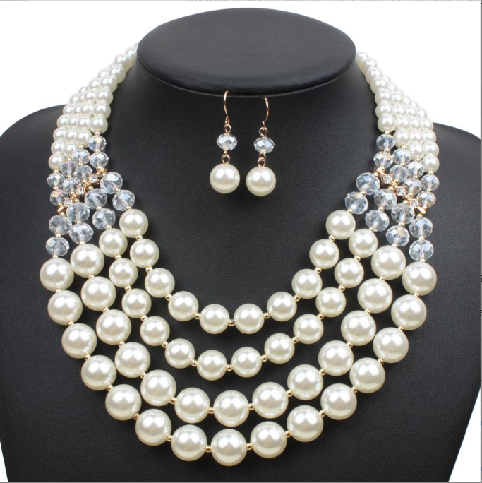 Buy Europe Necklace Crystal Pearl Jewelry Set