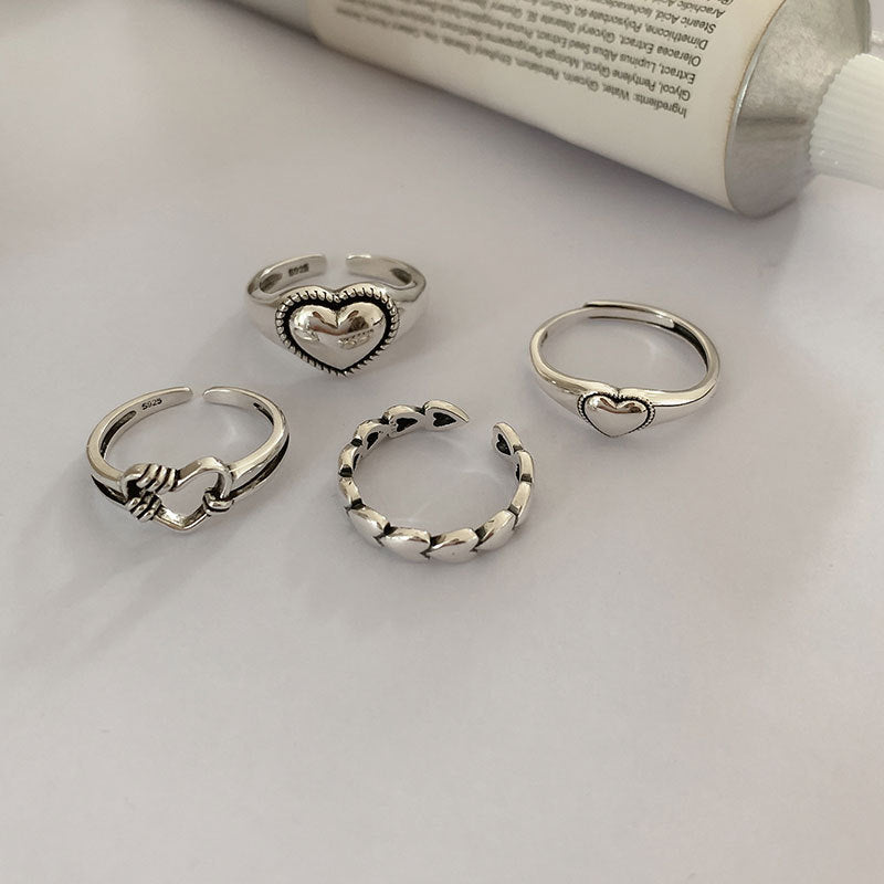 Open S925 Silver Love Hollow Out Ring