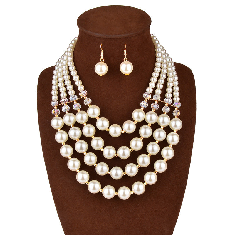 Buy Europe Necklace Crystal Pearl Jewelry Set