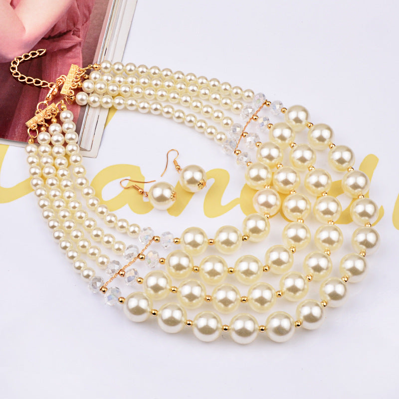 Buy Europe Necklace Crystal Pearl Jewelry Set