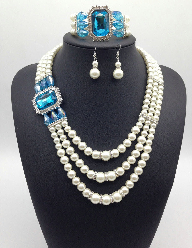 Buy European Fashion Diamond Gemstone Pearl Jewelry Set
