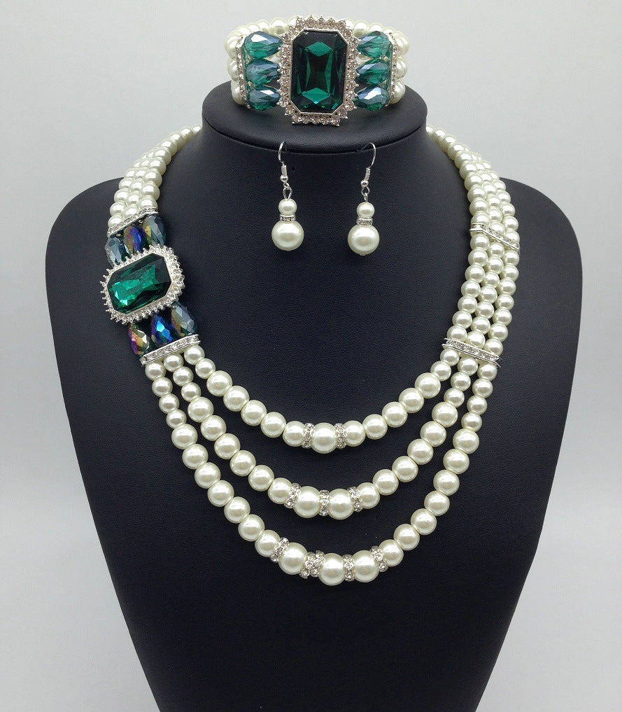 Buy European Fashion Diamond Gemstone Pearl Jewelry Set