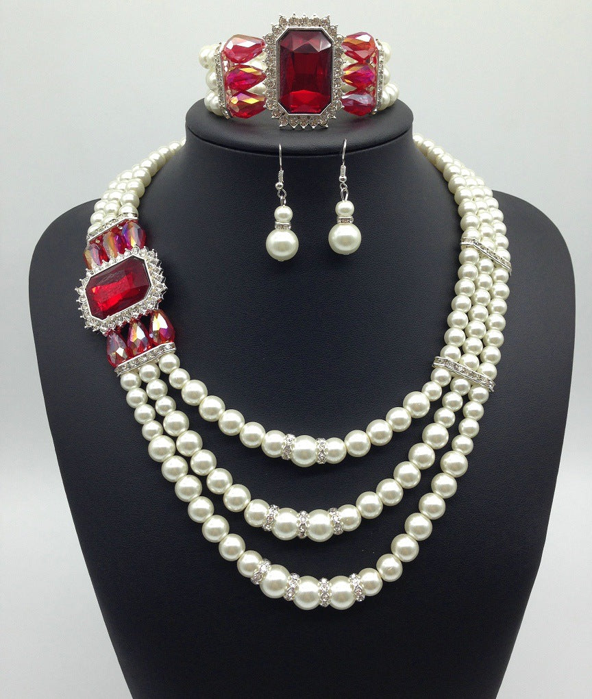 Buy European Fashion Diamond Gemstone Pearl Jewelry Set