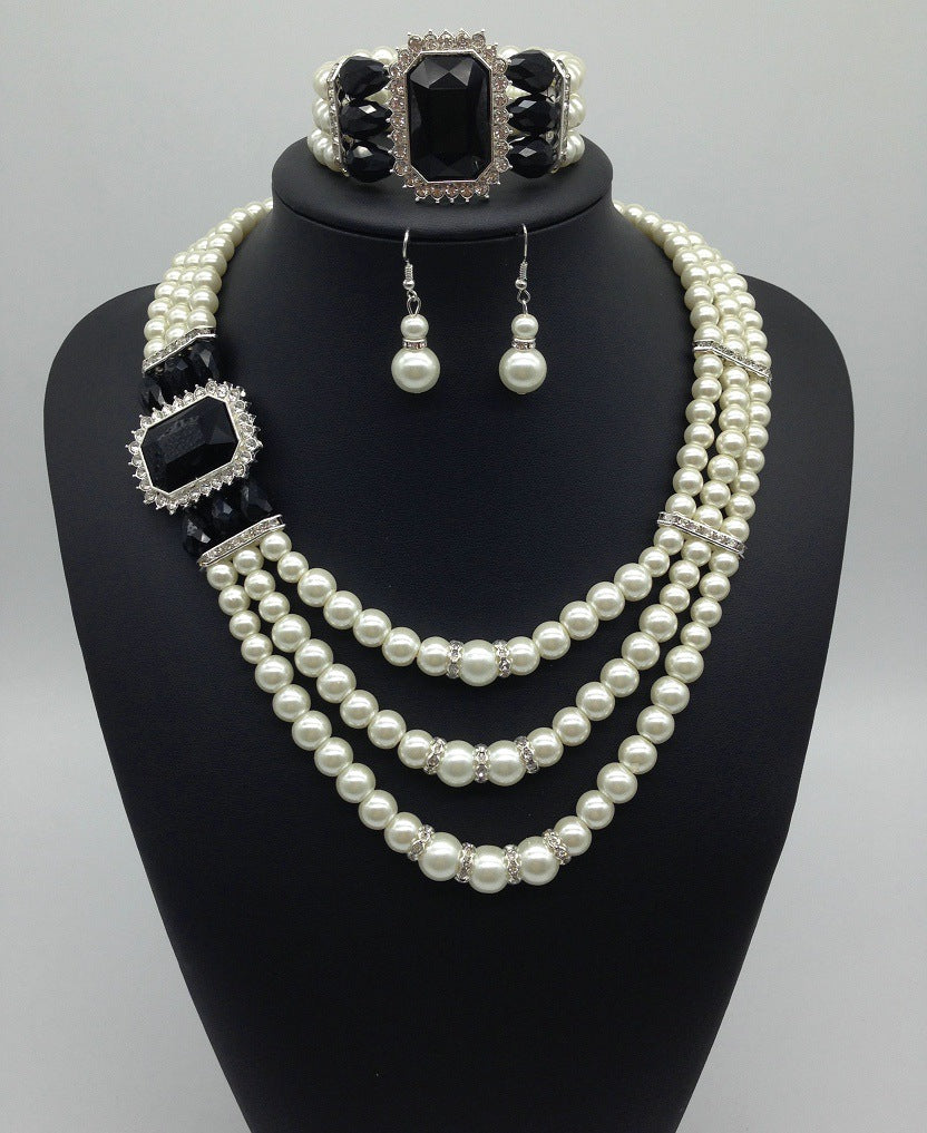 Buy European Fashion Diamond Gemstone Pearl Jewelry Set