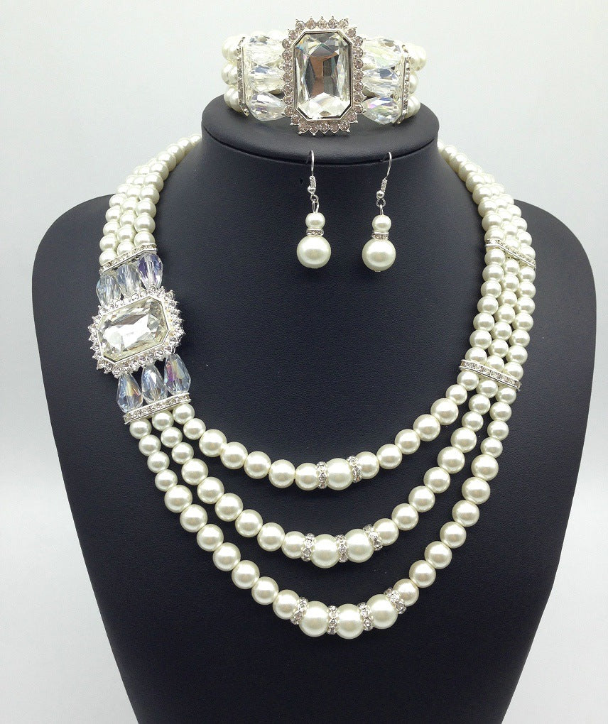 Buy European Fashion Diamond Gemstone Pearl Jewelry Set
