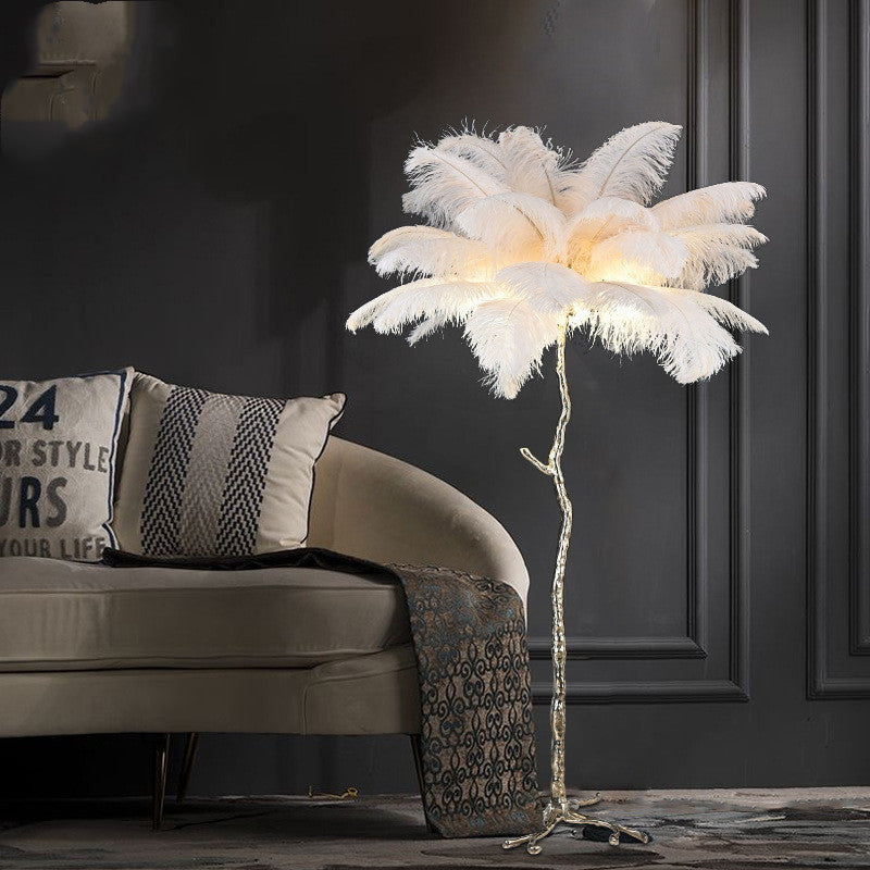 Buy Bedroom Bedside Feather Lamp Copper Lamp Floor Lamp - Illuminate Your Space