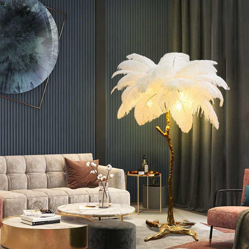 Buy Bedroom Bedside Feather Lamp Copper Lamp Floor Lamp - Illuminate Your Space