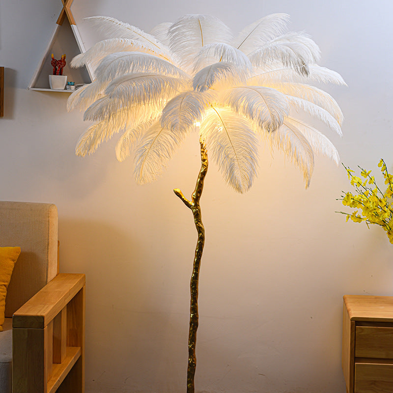 Buy Bedroom Bedside Feather Lamp Copper Lamp Floor Lamp - Illuminate Your Space