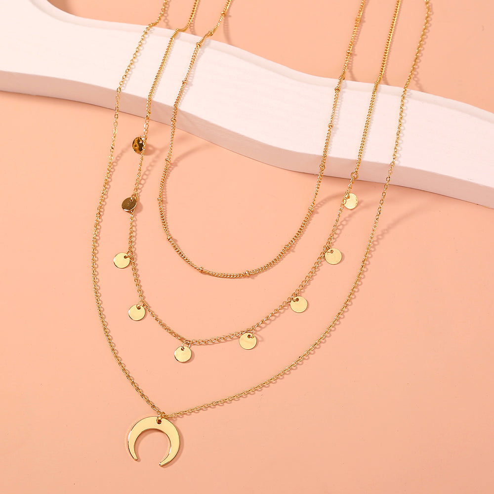 Stars, Moon, sequins, multiple necklaces
