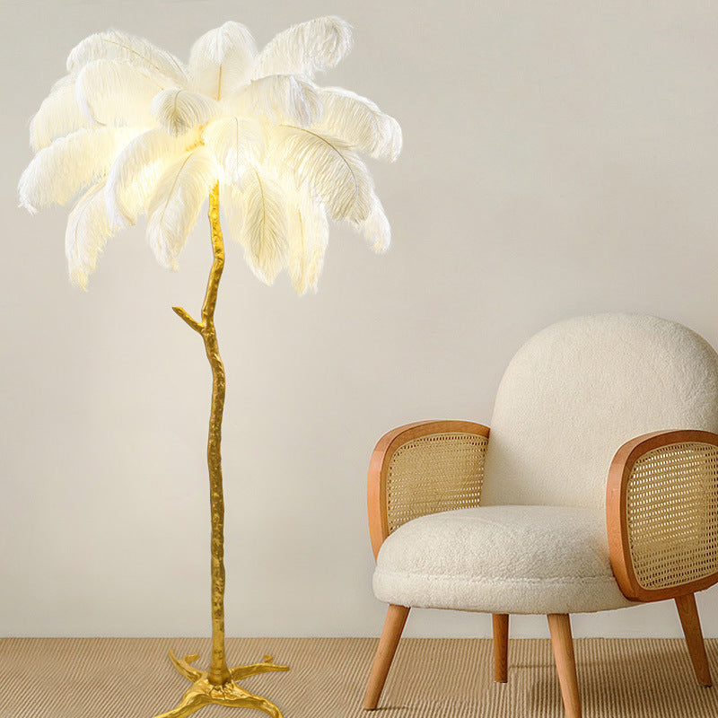 Buy Bedroom Bedside Feather Lamp Copper Lamp Floor Lamp - Illuminate Your Space