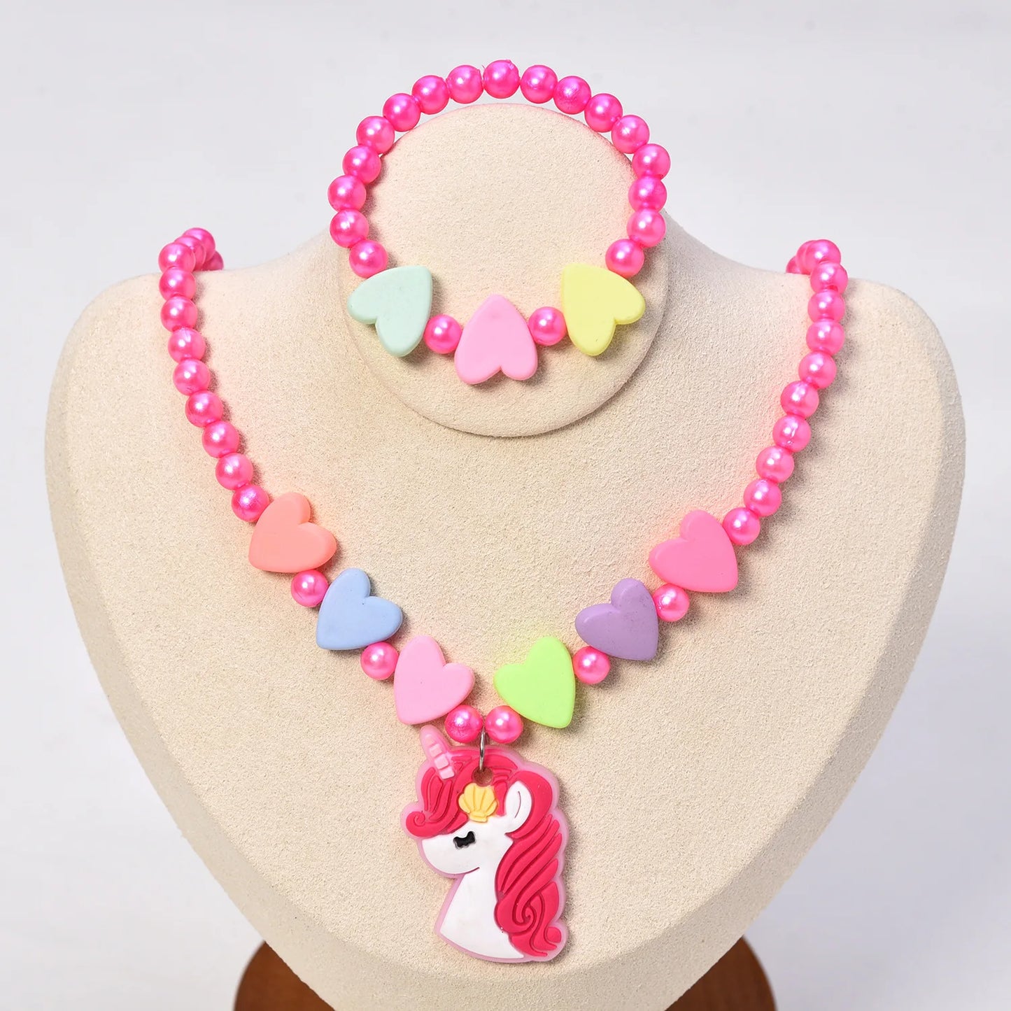 Children's Necklaces Female Unicorn Cartoon Princess Jewelry Girls Bracelets Baby Accessories Kids Jewelry Gifts