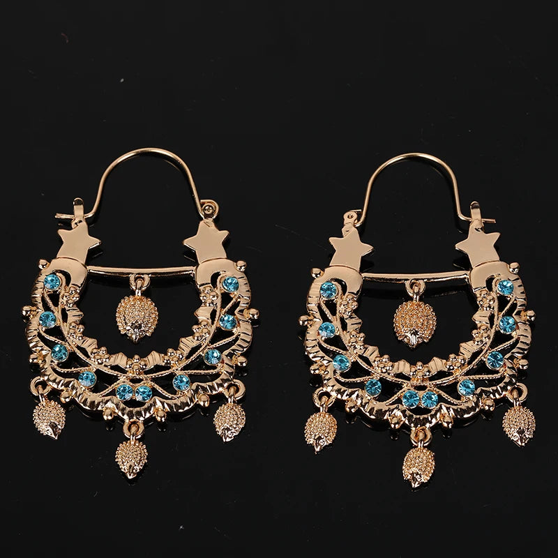Fashion Bridal Earring With Hedgehog Shape Luxury Gold Color Earrings Hook Dangling Earrings Golden Long Earrings