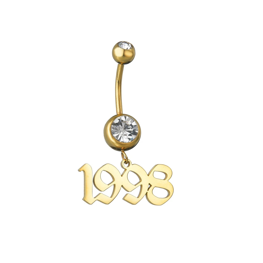 Atoztide Custom 1pc Name Sexy Navel Piercing Umbilical Nail Rings Bar Personalized Name Dangling Zircon for Woman Body Jewelry