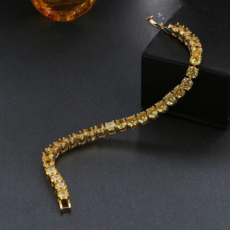 Emmaya Luxury Round Cute Fashion Bracelet Romantic Plated Yellow AAA Cubic Zirconia Bride Wedding Jewelry