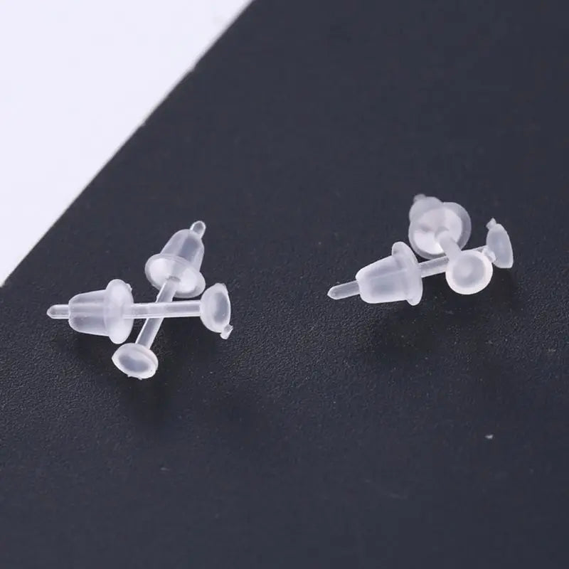 100 Set Hypoallergenic Simple Plastic Earrings Clear Ear Pins Needle and Resin Earring Backs DIY Ear Accessories