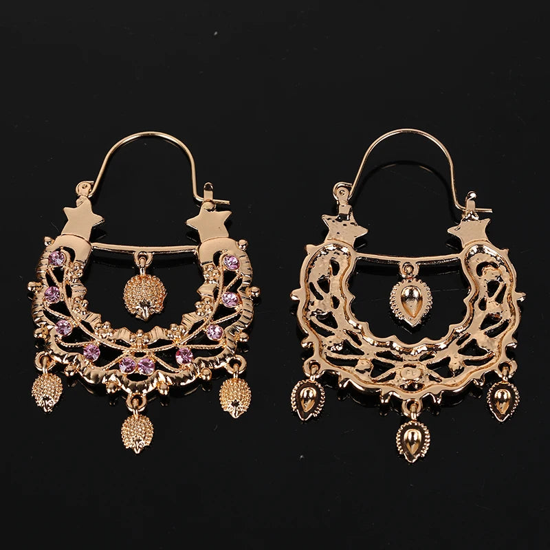 Fashion Bridal Earring With Hedgehog Shape Luxury Gold Color Earrings Hook Dangling Earrings Golden Long Earrings