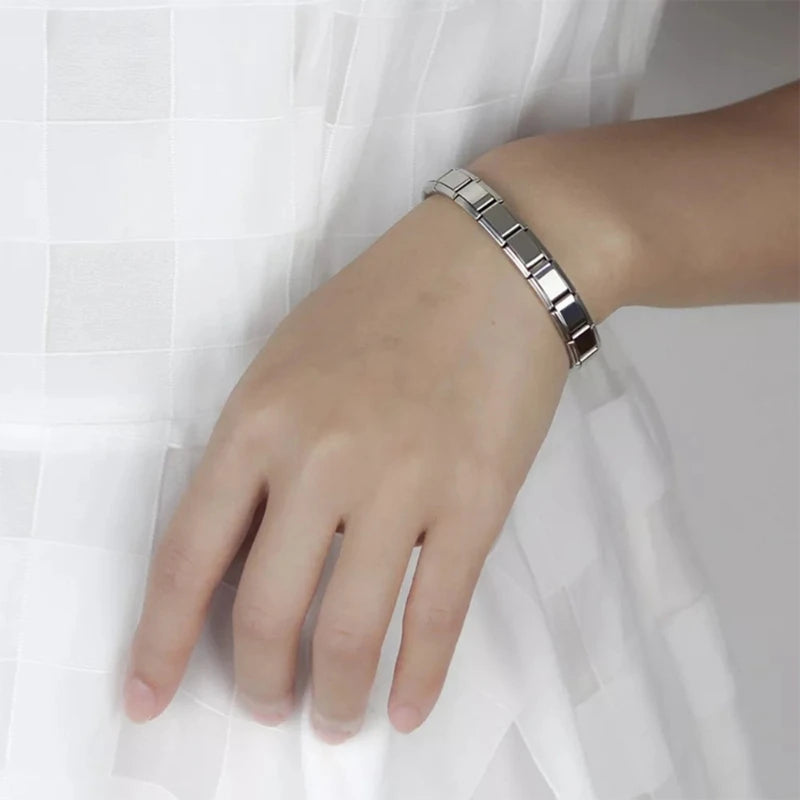 2023 New 7/9mm Italian Starter Charm Bracelet Starting at 18 Links for Women Wrist Punk Stainless Steel Modular Links