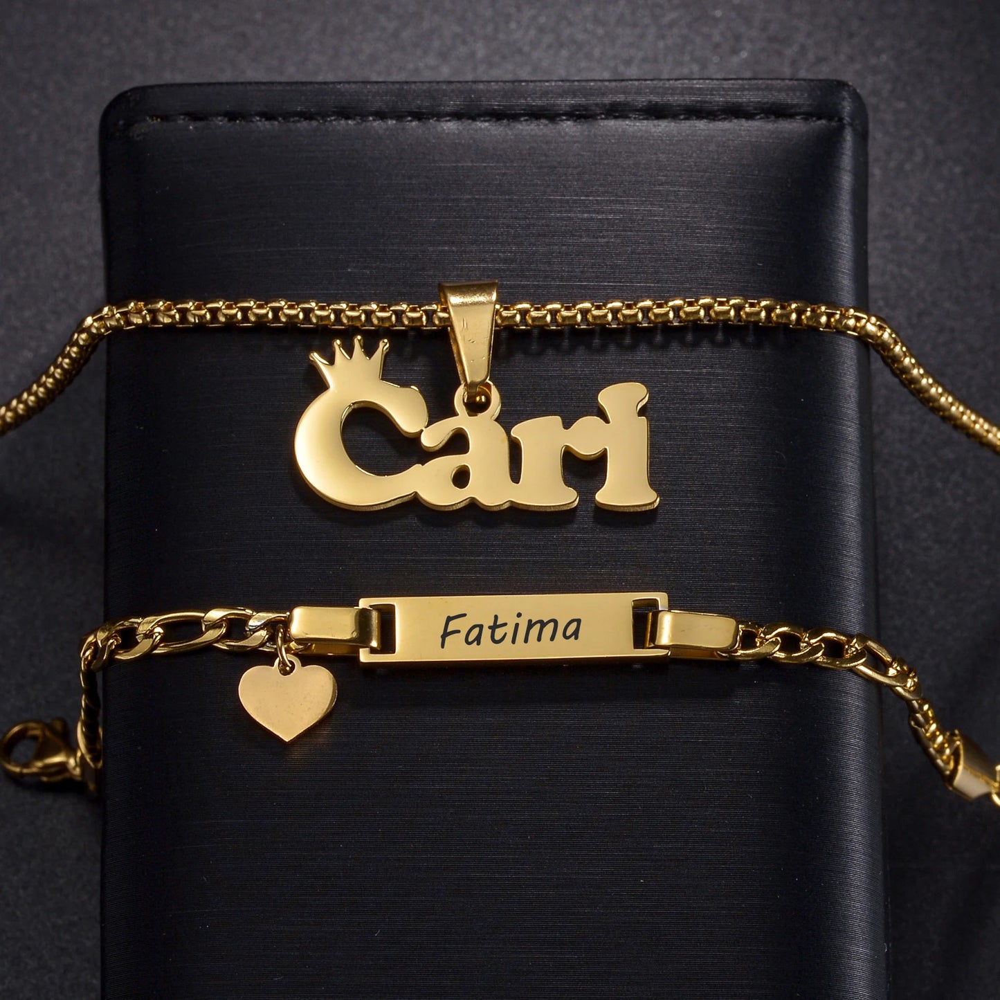 Engrave Custom Chirldren's Name Bracelets 30cm Necklace Stainless Steel Jewelery Sets for Kids Baby Personlized Christmas Gift