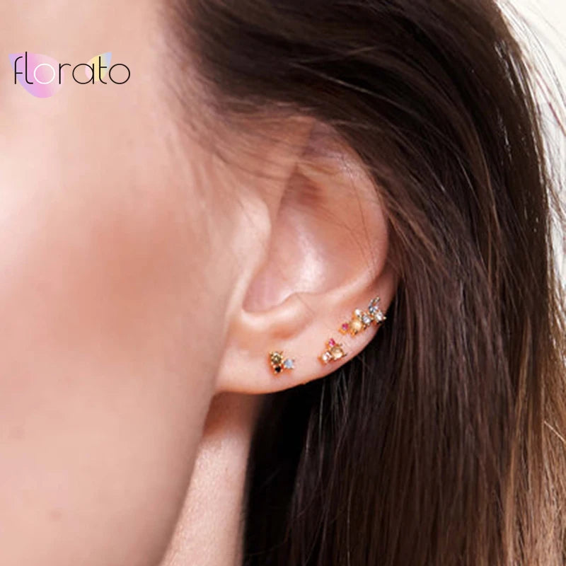 Charming Crystal Stud Earrings for Women 925 Sterling Silver Ear Needle Earrings for Girls Exquisite Wedding Gift Jewelry