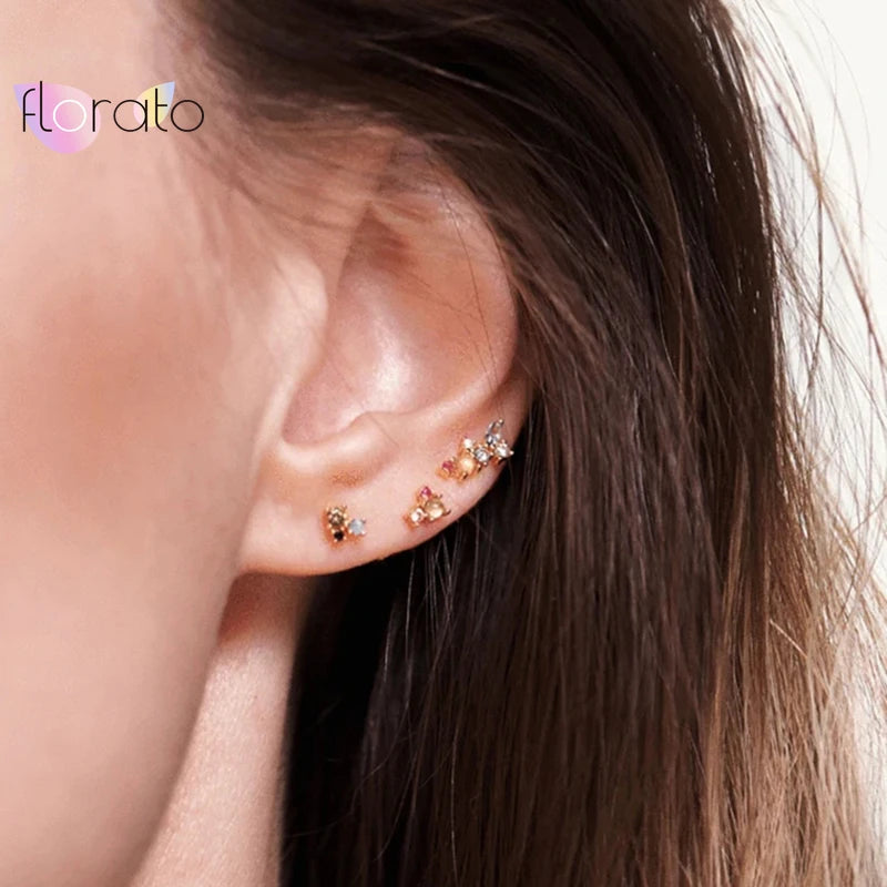 Charming Crystal Stud Earrings for Women 925 Sterling Silver Ear Needle Earrings for Girls Exquisite Wedding Gift Jewelry
