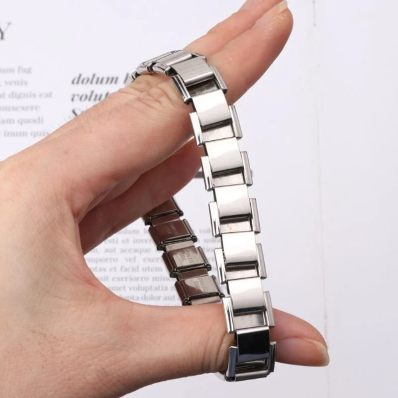2023 New 7/9mm Italian Starter Charm Bracelet Starting at 18 Links for Women Wrist Punk Stainless Steel Modular Links