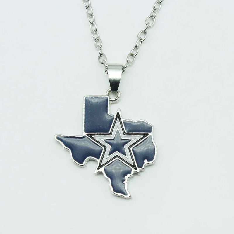 Dropping Shipping 1pcs Cowboy Star Football Sport Necklace Pendant With 50cm Chains Jewelry Charms