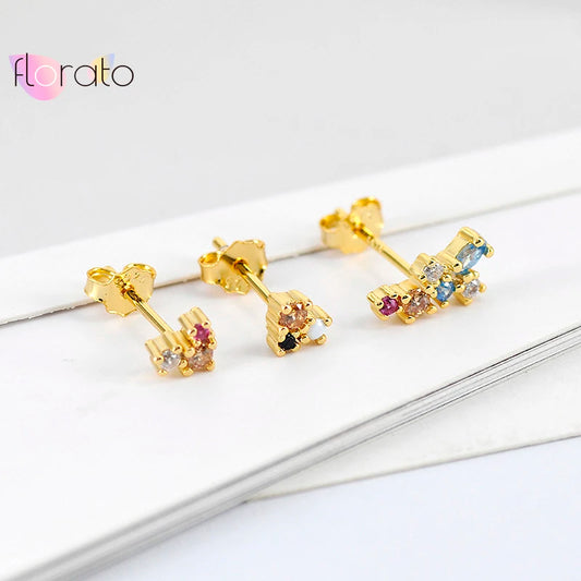 Charming Crystal Stud Earrings for Women 925 Sterling Silver Ear Needle Earrings for Girls Exquisite Wedding Gift Jewelry