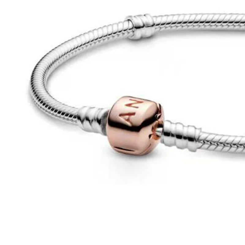 925 Sterling Silver Snake Chain DIY Charm Bracelet for Women Gift Ewelry with Pan LOGO Bracelets for Women браслет серебряный