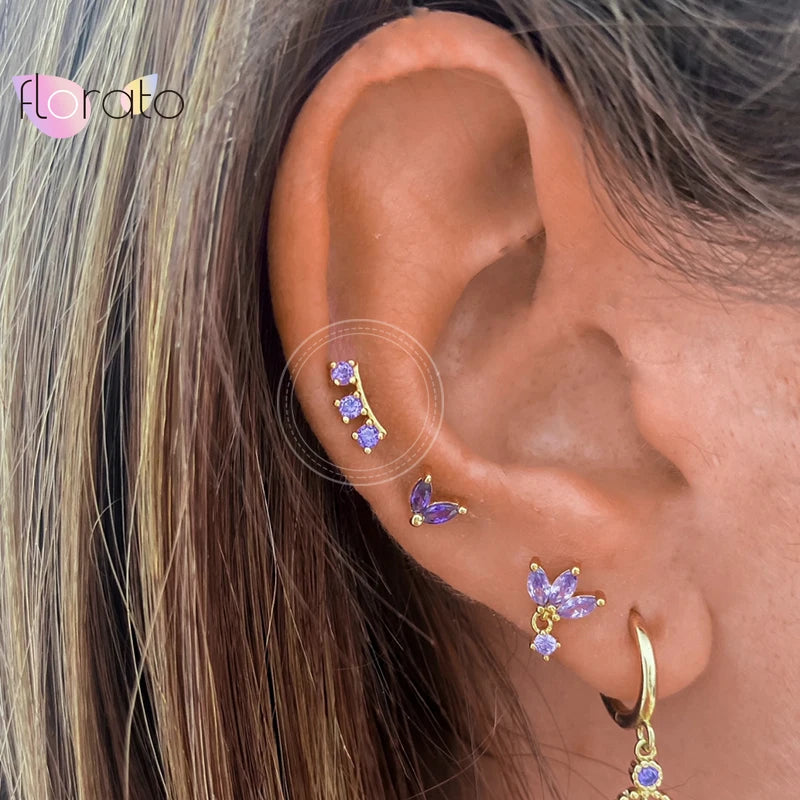 Charming Crystal Stud Earrings for Women 925 Sterling Silver Ear Needle Earrings for Girls Exquisite Wedding Gift Jewelry