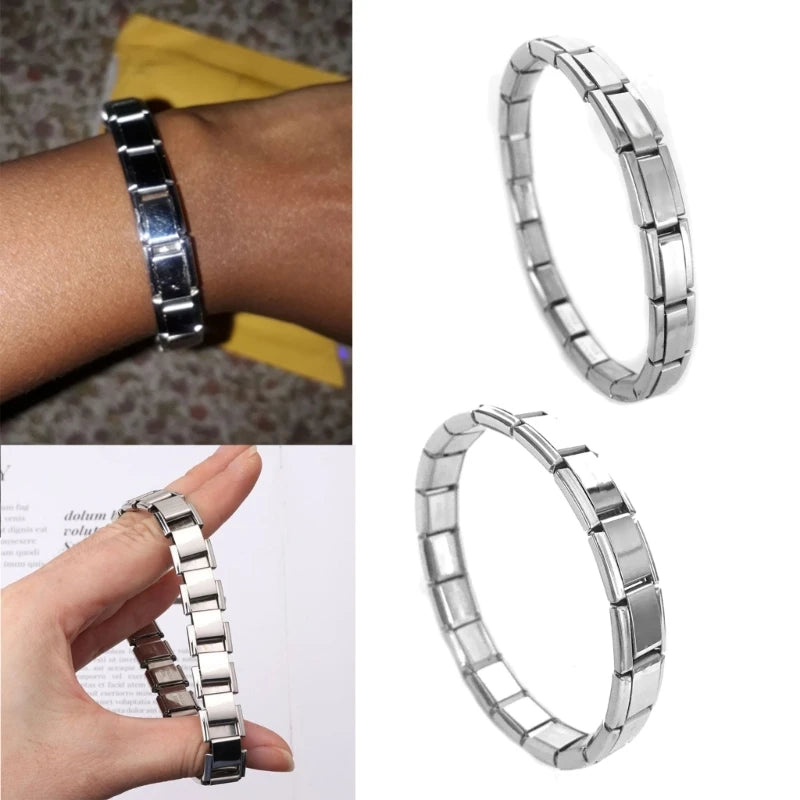 2023 New 7/9mm Italian Starter Charm Bracelet Starting at 18 Links for Women Wrist Punk Stainless Steel Modular Links