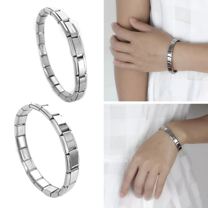 2023 New 7/9mm Italian Starter Charm Bracelet Starting at 18 Links for Women Wrist Punk Stainless Steel Modular Links