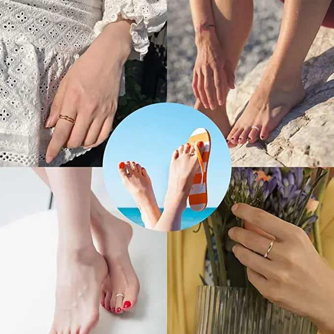 Adjustable Toe Rings for Women Summer Beach Open Toe Rings Set Flower Arrow Tail Pinky Band Rings Barefoot Foot Jewelry