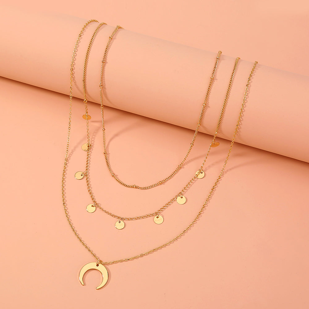 Stars, Moon, sequins, multiple necklaces