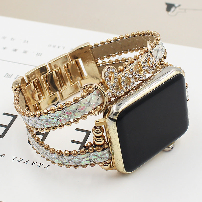 Buy Applicable To Smart Letters Leather Watch Strap - Upgrade Your Style