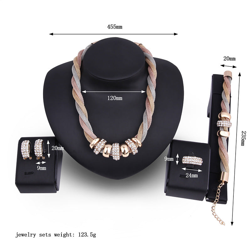 Buy Fashion Gold-plated Four-piece Set With Diamonds